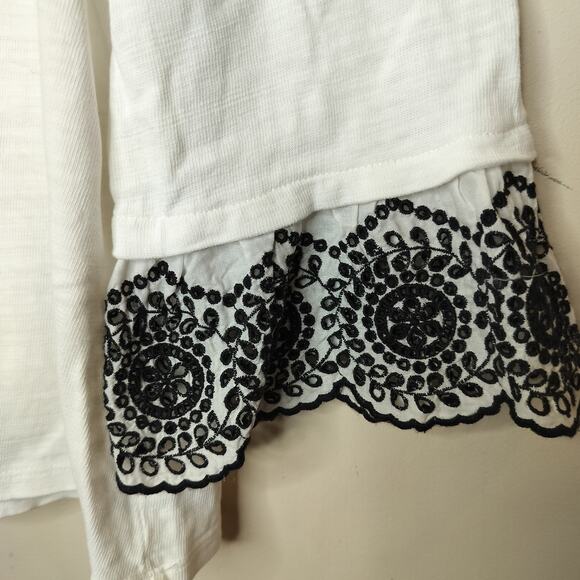 Ann Taylor Loft Embroidered Top Flared Sleeve - Picture 4 of 7